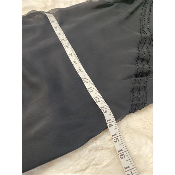 Women's Asymmetric Beaded Black Flutter Sleeve Handkerchief Maxi Dress‎ Sz 6 - Picture 8 of 12